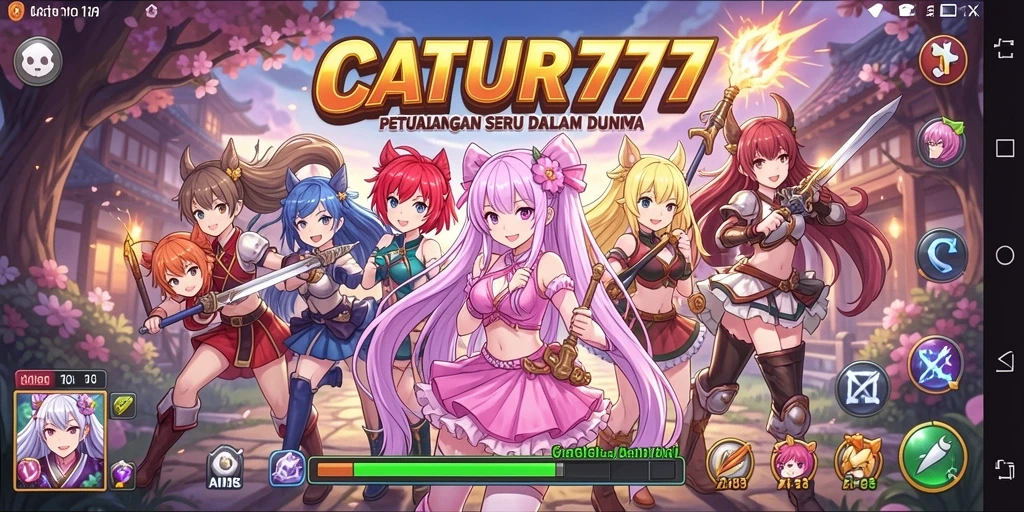 Tampilan gameplay yang menakjubkan dari CATUR777 dengan karakter Anime.