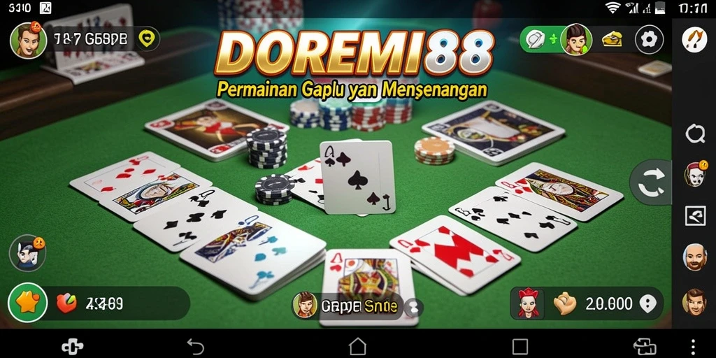 Tampilan gameplay Gaple yang menarik dan interaktif di DOREMI88.