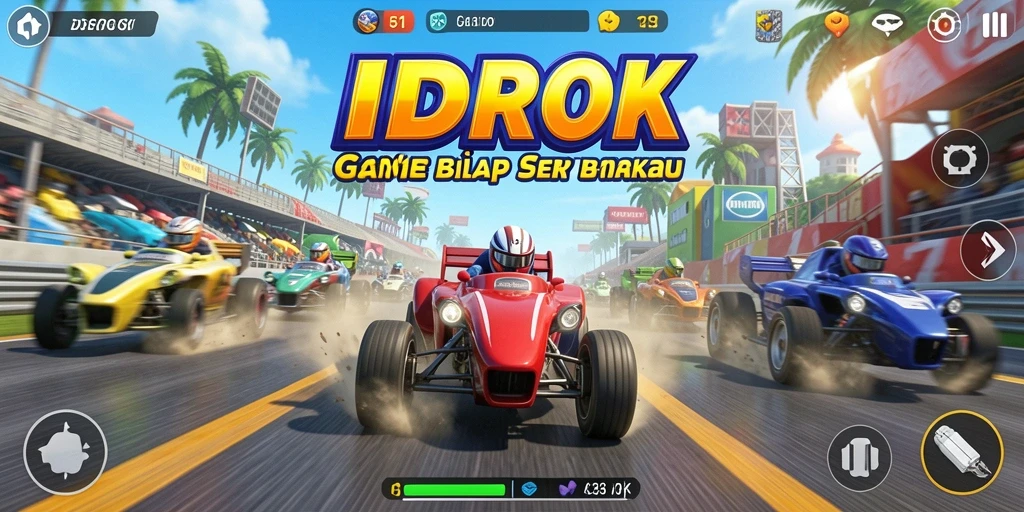 Screenshot gameplay IDROK menunjukkan aksi balapan yang mendebarkan.