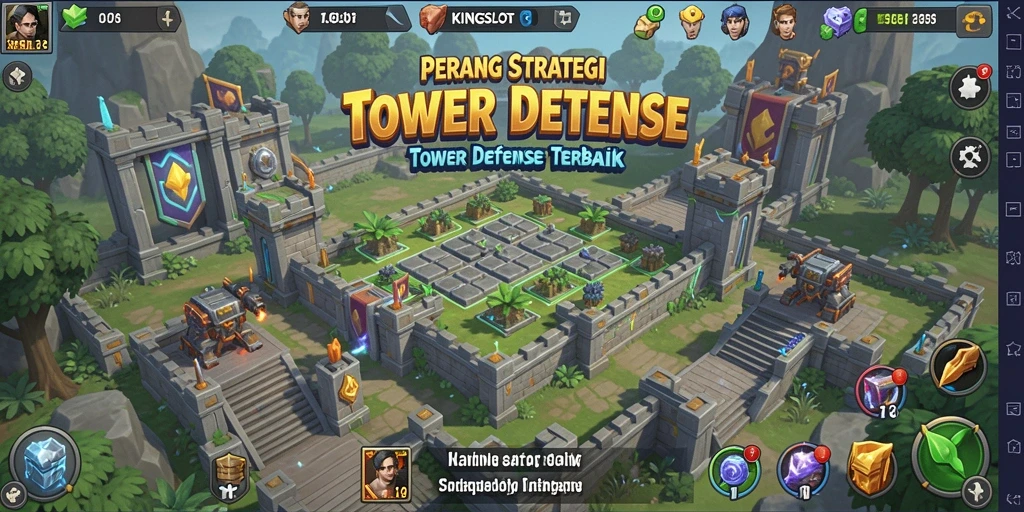 Tampilan gameplay KINGSLOT yang seru dalam merancang strategi Tower Defense.