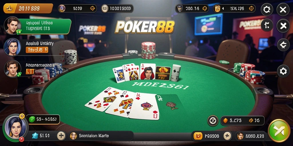 Screenshot utama POKER88 menunjukkan gameplay seru dan interaktif.