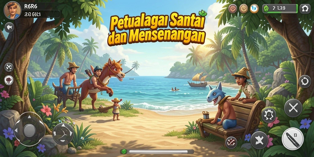 Tampilan gameplay R6R6 yang ceria dan penuh warna.