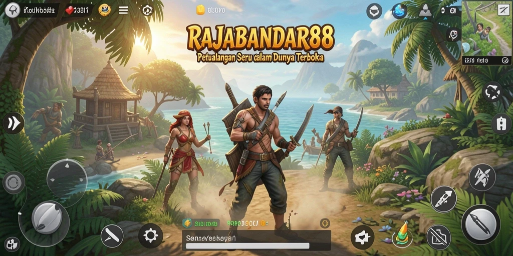Tangkapan layar <strong>RAJABANDAR88</strong> menampilkan petualangan seru di dunia terbuka.