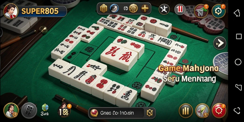 Screenshot gameplay dari SUPER805 menampilkan aksi seru Mahjong.