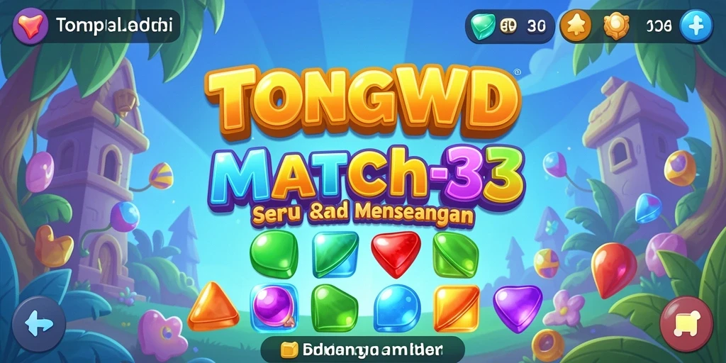 Screenshot utama TONGWD menampilkan aksi seru permainan Match-3.