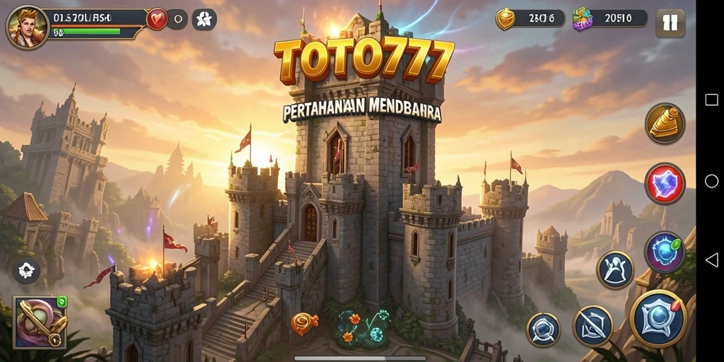Tampilan gameplay menara pertahanan dari TOTO777 yang menegangkan dan strategis.