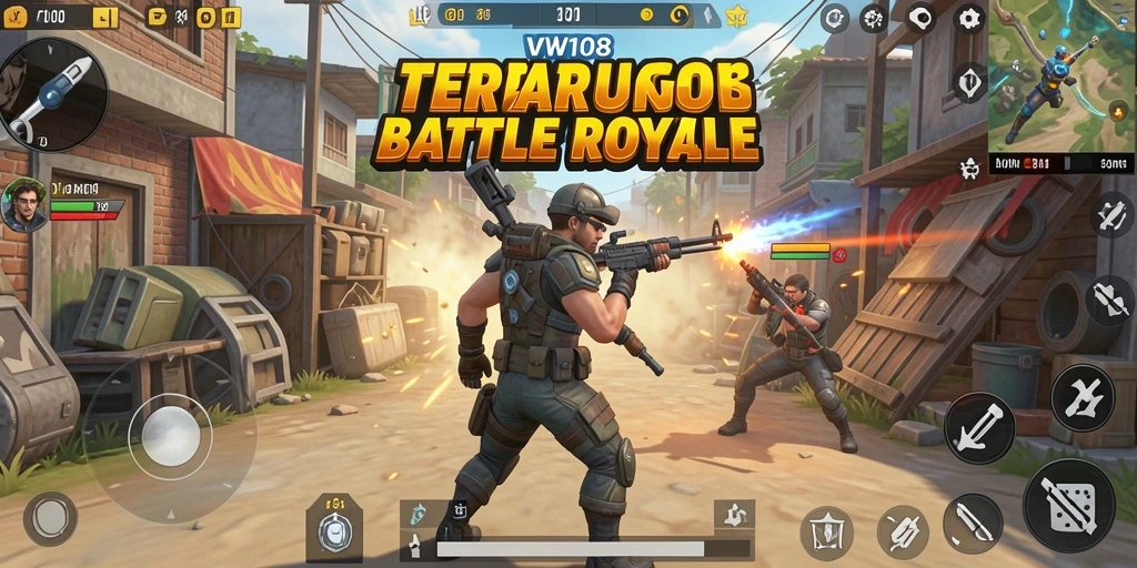 Tangkapan layar permainan VW108 menampilkan aksi seru dalam Battle Royale.