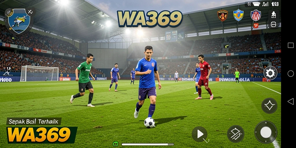 Screenshot WA369 menampilkan aksi seru di lapangan sepak bola.